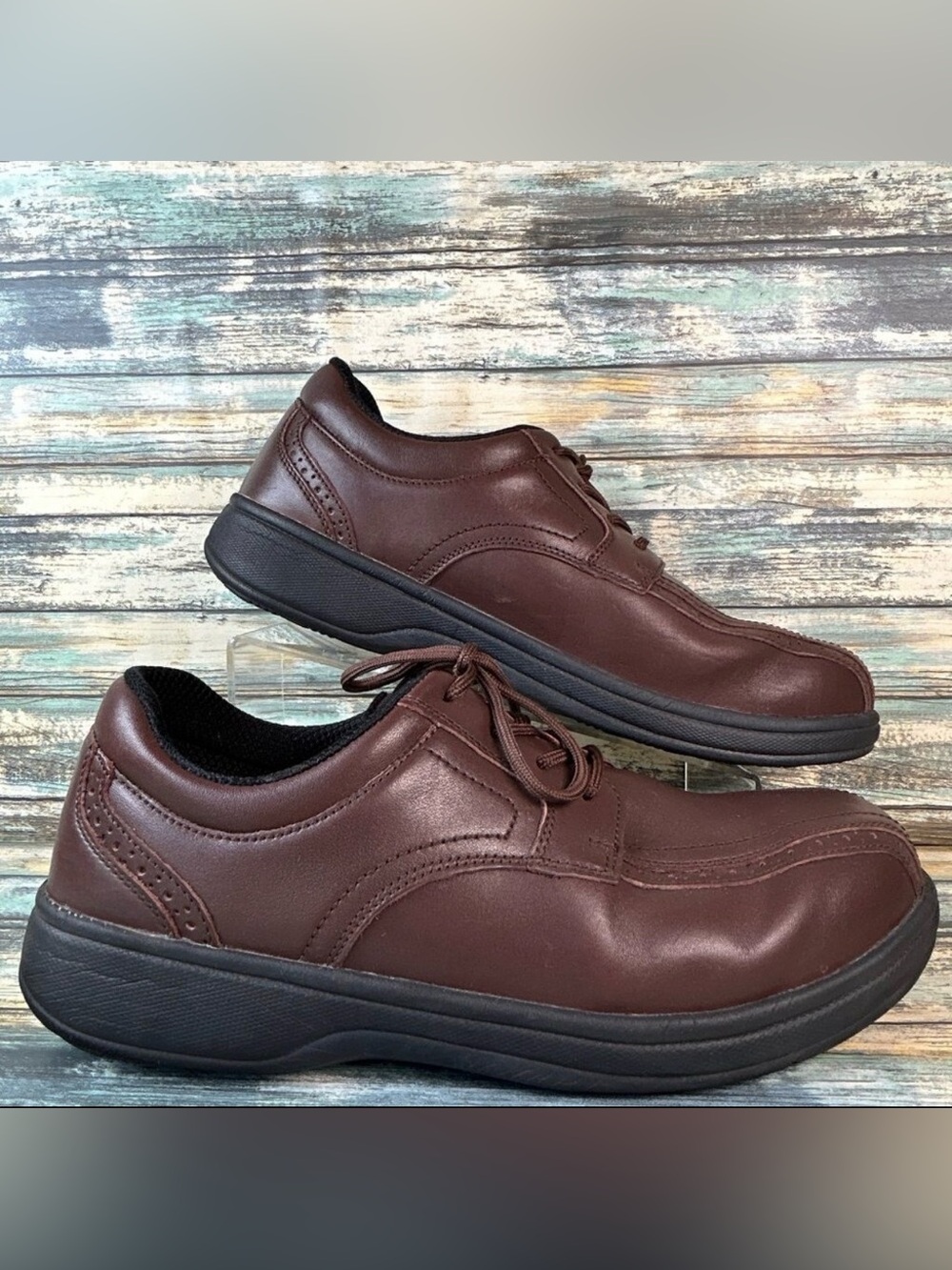 Orthofeet Gramercy Mens Oxford Shoes Size 11.5D Brown Leather Brogue Orthotics
